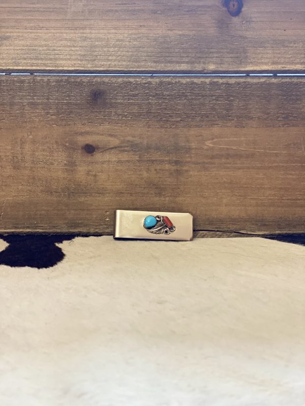 Turquoise and Coral Money Clip