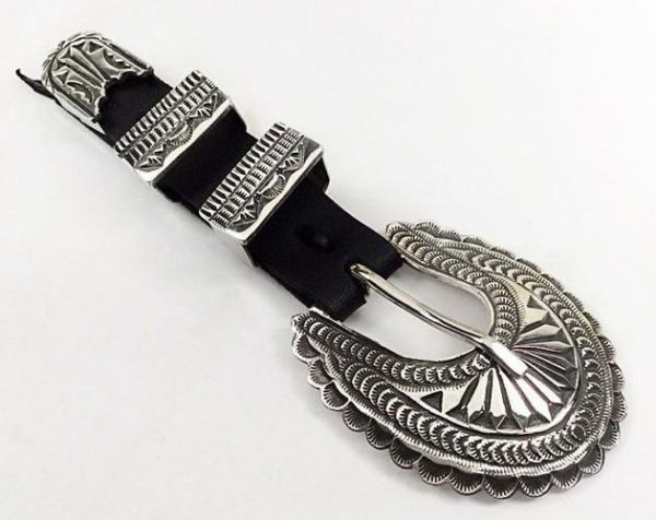 Navajo Leonard Maloney Silver Stamped Rounded Ranger Buckle