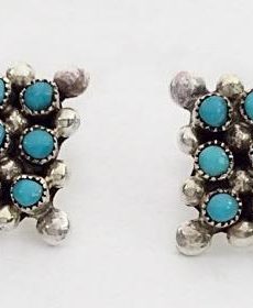 Zuni Sterling Silver Turquoise Post Earrings by Calvert Lamy 