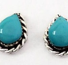 Zuni Indian Sterling Silver Teardrop Opal Post Earrings Ryland Cachini 