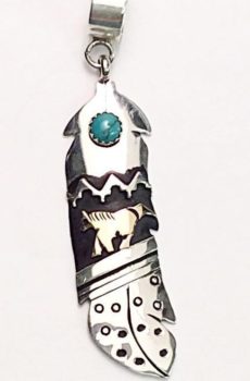 Navajo T-R Singer Stamped Feather Pendant